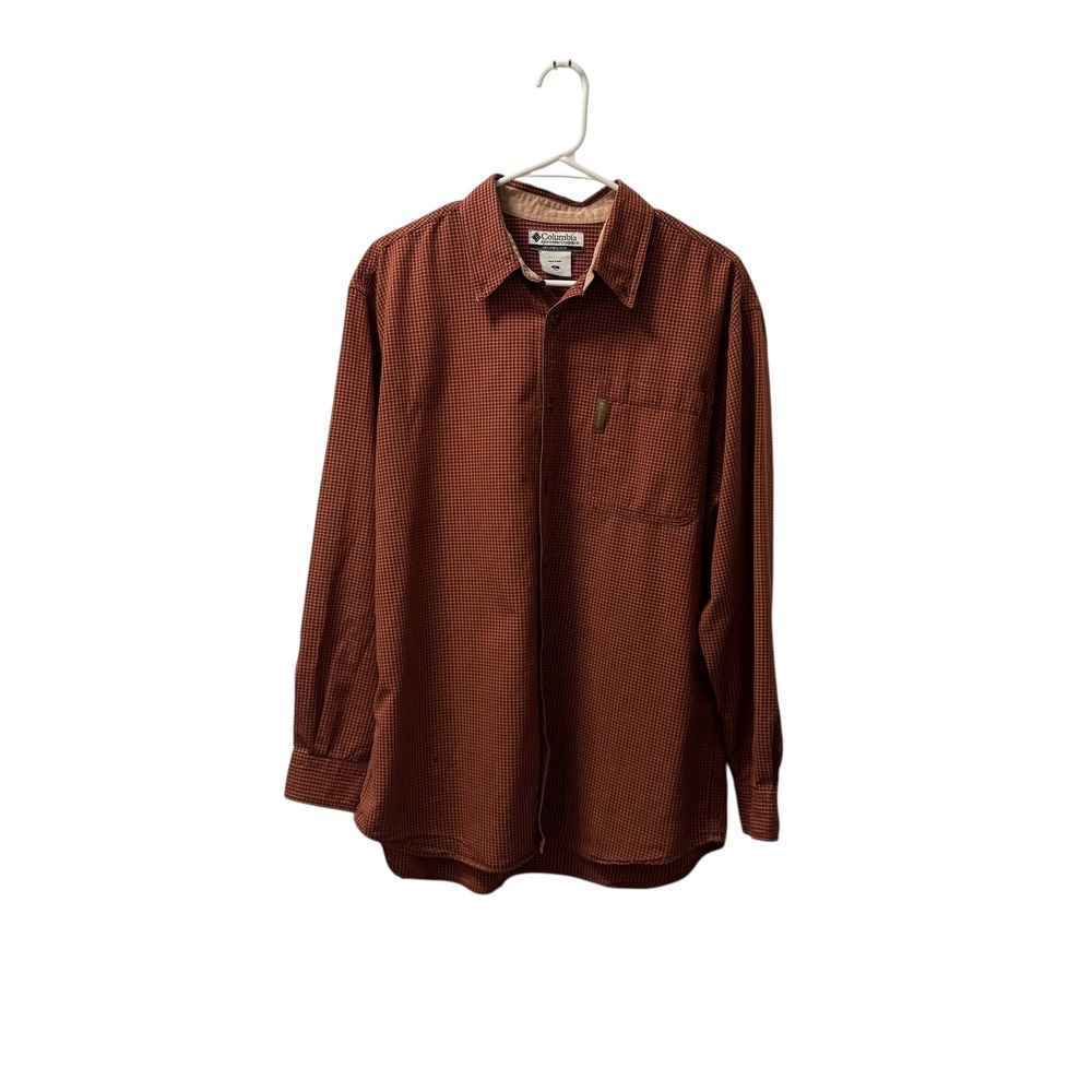 Columbia Sportswear Mens Long Sleeve Button Up Shirt Red Plaid Size L